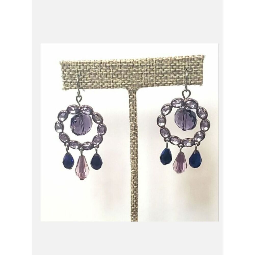 DANGLING French Hook Crystal & Teardrop Bead Earrings